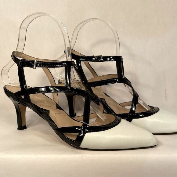 Adrienne Vittadini Black and White Strappy Heels size 7 EUC - Picture 4 of 6